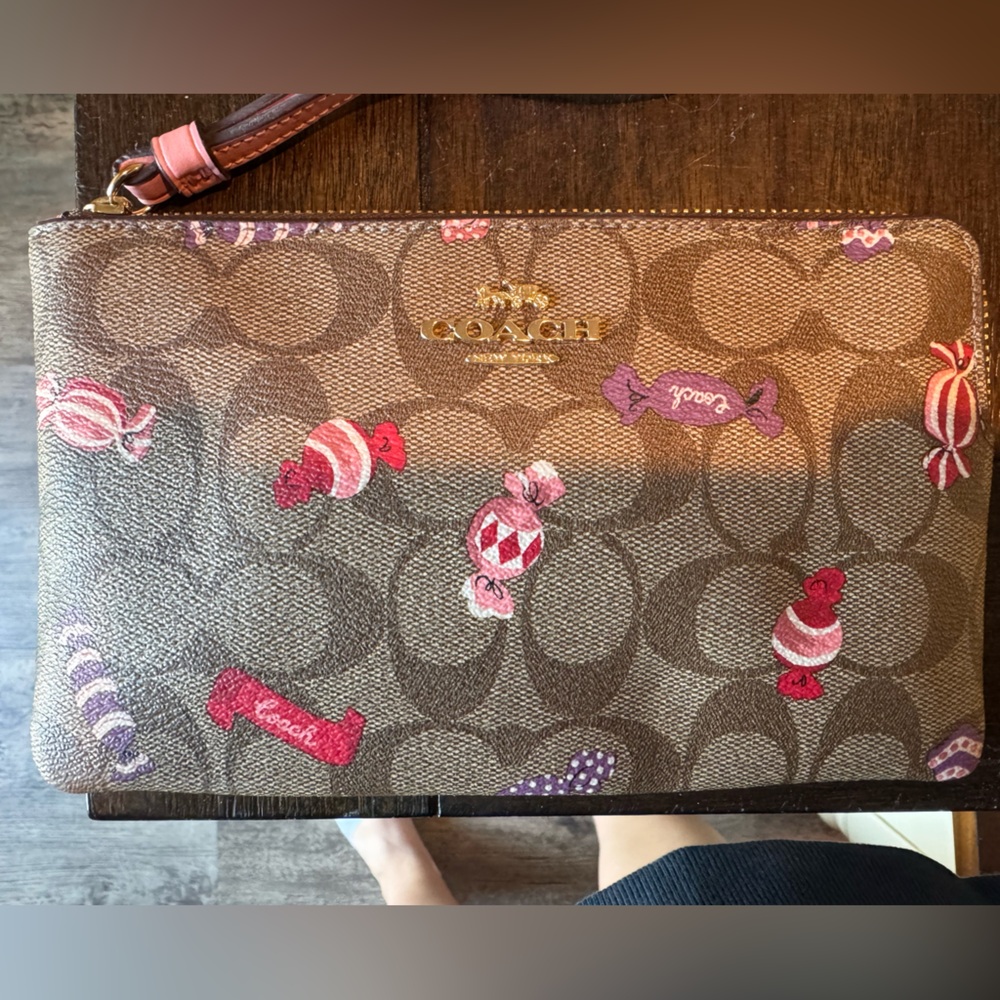 Coach Brown Wristlet with Candy Motif